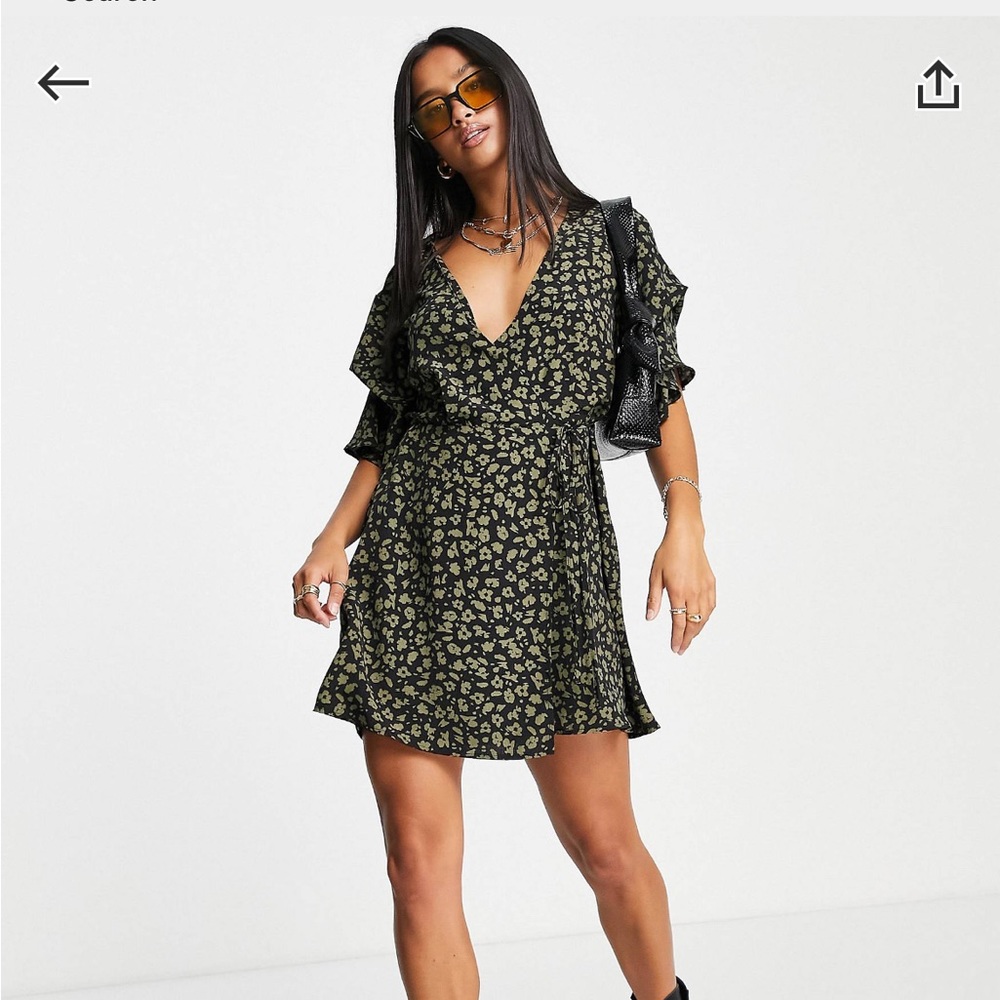 Topshop Petite double frill floral mini dress